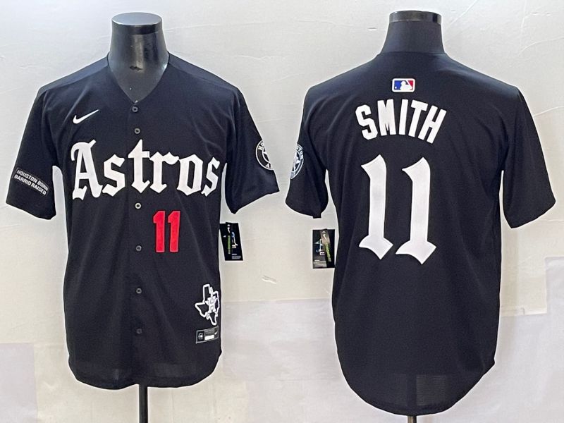 Men 2025 Houston Astros #11 Smith Black Five generations Joint Name Nike MLB Jersey style 37
